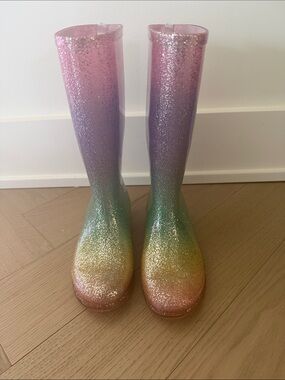 Glitter Ombre Rainbow Rain Boots - Youth size 1